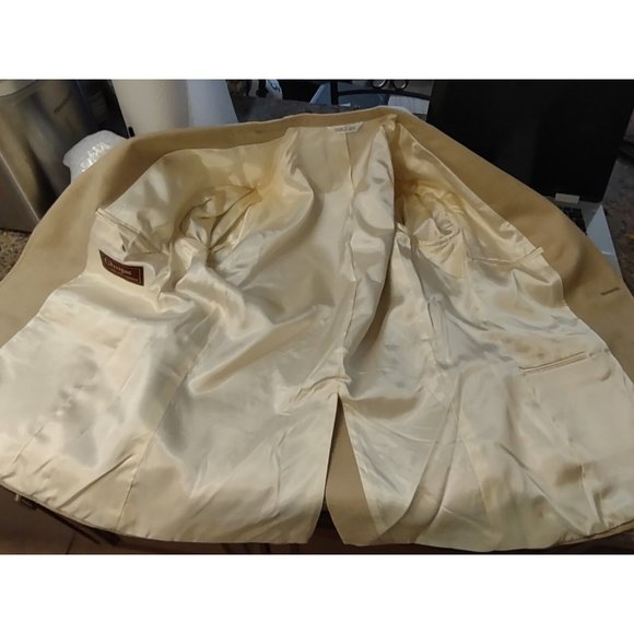 Vintage Ralph Lauren Chaps Tan Sports Suit Jacket Blazer 42 Short Union Made - Picture 9 of 11